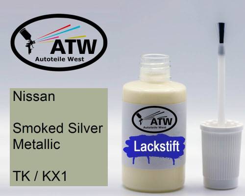 Nissan, Smoked Silver Metallic, TK / KX1: 20ml Lackstift, von ATW Autoteile West.